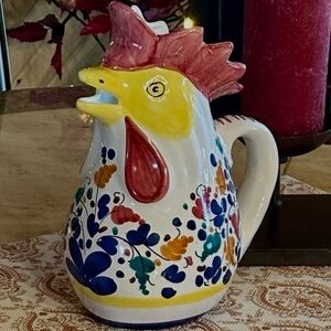Deruta Italy Rooster of Fortune Majolica Pitcher